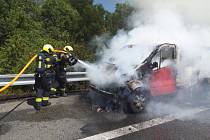 K požáru dodávky na dálnici D1 vyjížděli hasiči z brněnské Líšně a z Výstaviště.