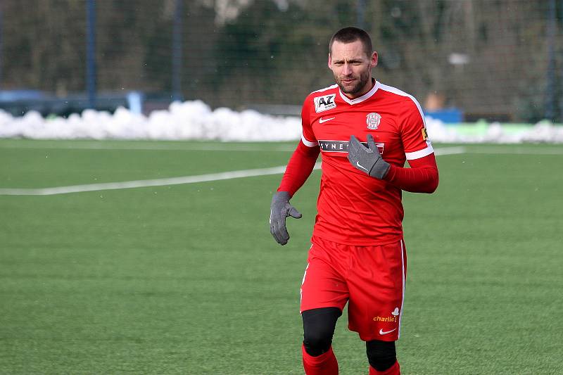 Zápas Tipsport ligy mezi 1. SC Znojmo (modrá) a FC Zbrojovkou Brno (červená).