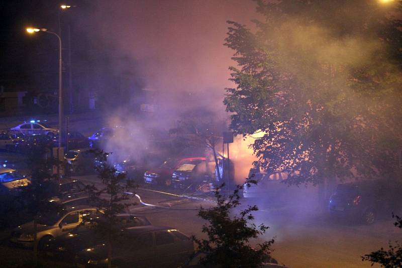 Požár v Černého ulici v brněnské Bystrci.