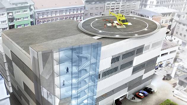 U Úrazové nemocnice v Brně má v budoucnu vyrůst nový pavilon se sedmi operačními sály a heliportem na střeše. Autor: LT PROJEKT a. s.
