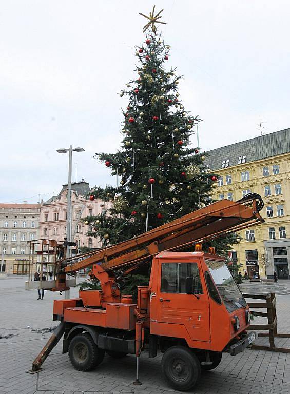 Jedle, kterou si Brňané zvolili v hlasování o vánoční strom, je už bez ozdob.