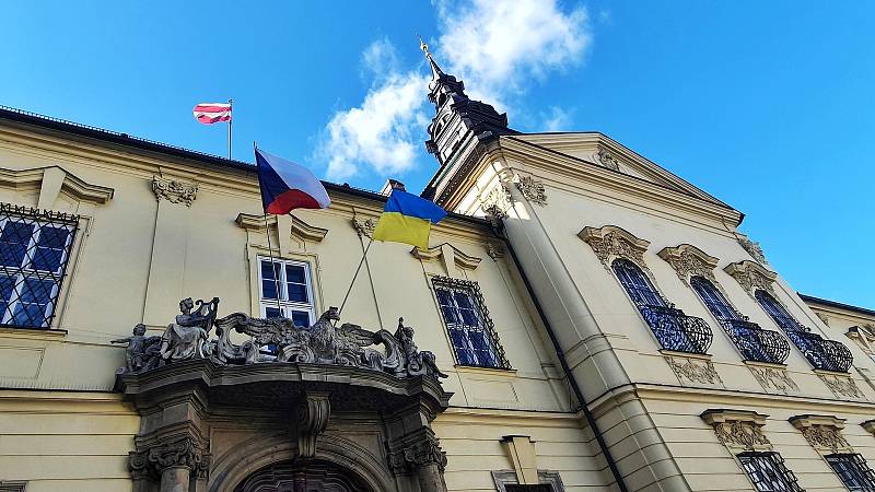 Brněnský magistrát vyvěsil ukrajinskou vlajku.