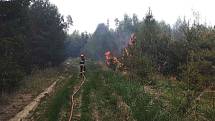 Požár lesa nedaleko Újezdu u Rosic.