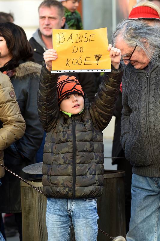 Demonstrace proti Andreji Babišovi v Brně.