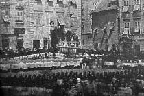 Výřez unikátního snímku, který pořídil Bedřich Franz 10. června 1841 na brněnském Zelném trhu. Celý snímek uvidí do neděle návštěvníci na Špilberku.