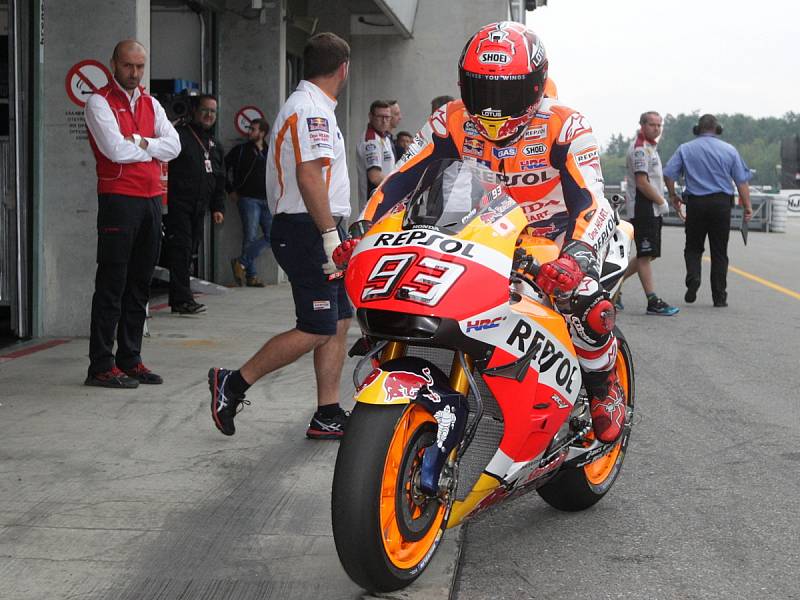 Marc Marquez. Páteční trénink před Velkou cenou na Masarykově okruhu v Brně.