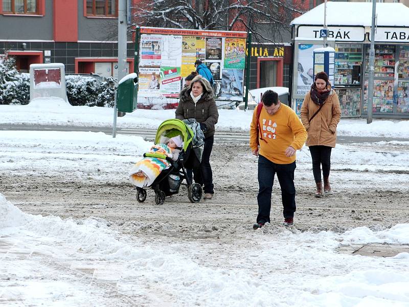 Čtvrteční ráno se v Brně neslo ve znamení hustého sněžení a bílé pokrývky. Chodci se museli vypořádat s klouzajícími chodníky, řidiči zase museli být opatrní na silnicích.