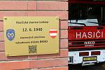 Slavnostní odhalení pamětní desky k výročí 80 let od otevření hasičské stanice Brno-Lidická.