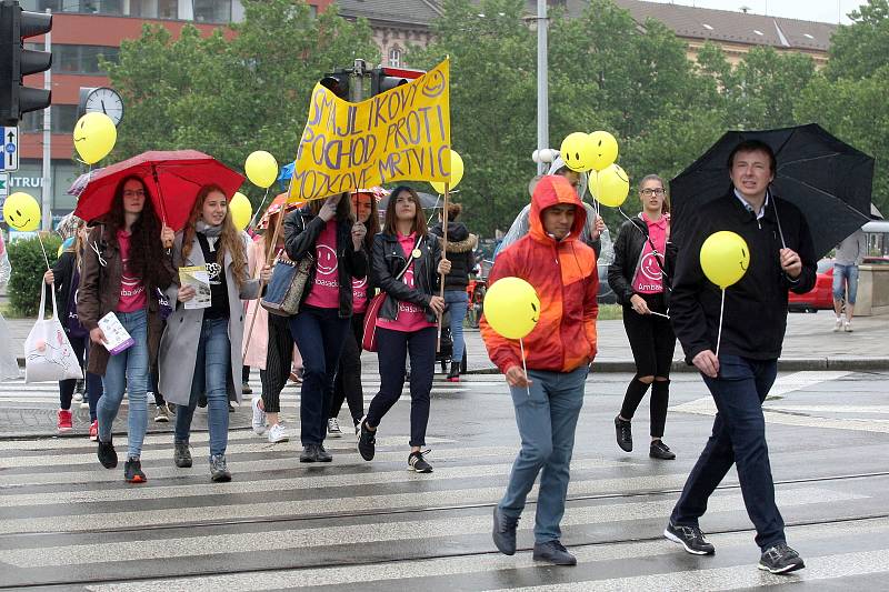 Od Fakultní nemocnice u sv. Anny v Brně prošel městem Smajlíkový pochod proti mozkové mrtvici.