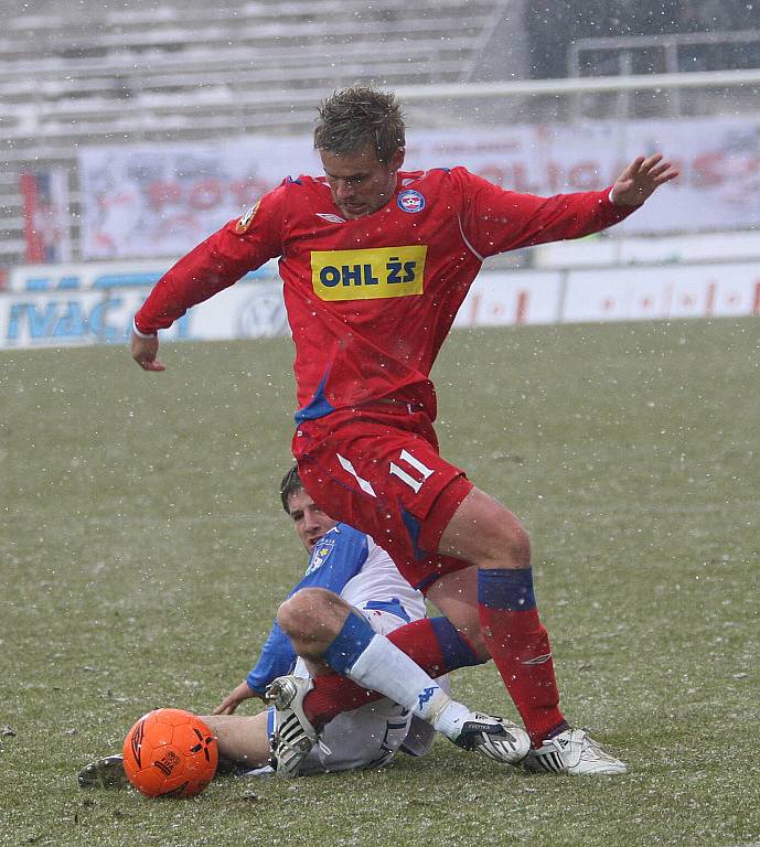 Fotbalové utkání mezi 1. FC Brno a Baníkem Ostrava.