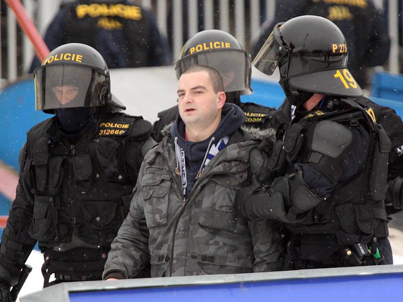 Fotbalové utkání mezi 1. FC Brno a Baníkem Ostrava.