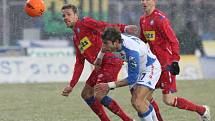 Fotbalové utkání mezi 1. FC Brno a Baníkem Ostrava.