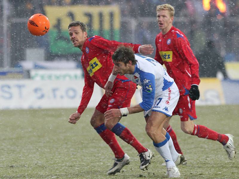 Fotbalové utkání mezi 1. FC Brno a Baníkem Ostrava.