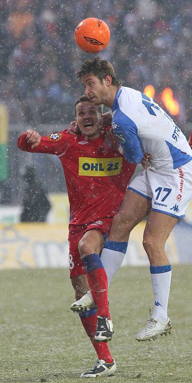 Fotbalové utkání mezi 1. FC Brno a Baníkem Ostrava.