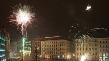 Silvestrovské oslavy na Náměstí svobody.