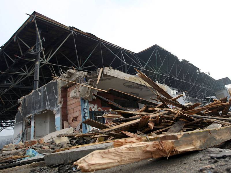 Demolice stadionu za Lužánkami.