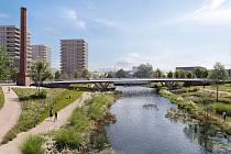 Vítězný návrh nového mostu přes řeku Svitavu u areálu Nové Zbrojovky od londýnského ateliéru William Matthews Associates.