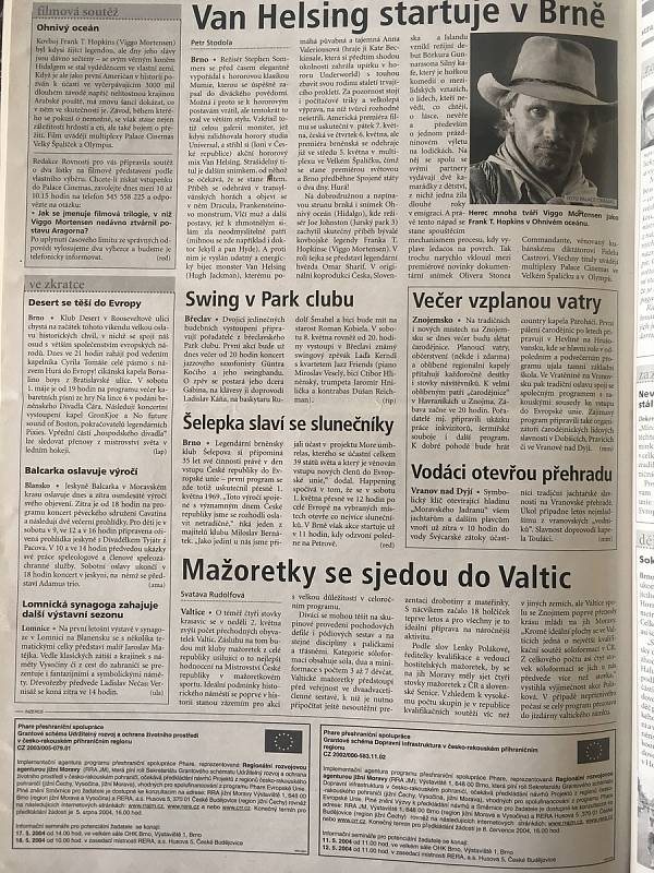 Co psaly jihomoravské Deníky v období vstupu ČR do EU 30.4.2004