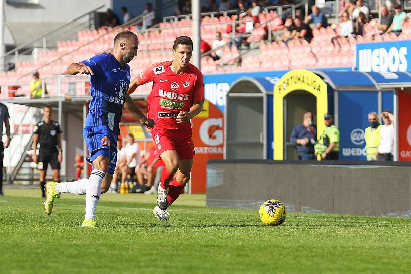 4. kolo FORTUNA:LIGY: FC Zbrojovka Brno (v červeném Šumbera) - SK Sigma Olomouc 2:4.