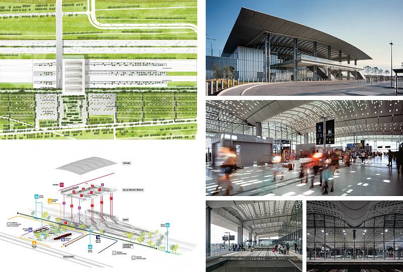 Marc Mimram Architecture & Associés (Paříž): Nádraží vysokorychlostních vlaků, Montpellier, Francie. Vizualizace.