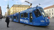 Křest tramvaje Kometa Expres na náměstí Svobody v Brně.