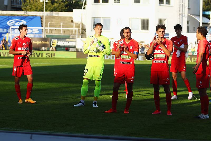 4. kolo FORTUNA:LIGY: FC Zbrojovka Brno (červená) - SK Sigma Olomouc 2:4.