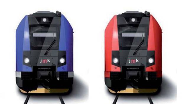 Návrhy barevného vzhledu nových vlaků Moravia pro Jihomoravský kraj.