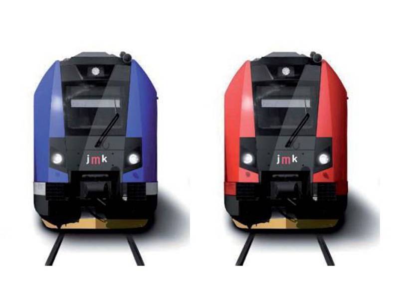 Návrhy barevného vzhledu nových vlaků Moravia pro Jihomoravský kraj.