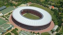 Vizualizace podoby stadionu za Lužánkami z roku 2008. Projekt bylo třeba upravit, aby odpovídal současným požadavkům.