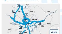 BOSKOVICKÁ BRÁZDA. Kdyby rychlostní silnice R43 vedla Boskovickou brázdou, bude po městském okruhu oproti nulové variantě jezdit o čtyři tisíce aut méně. Severu Brna se uleví o sedm tisíc aut denně.