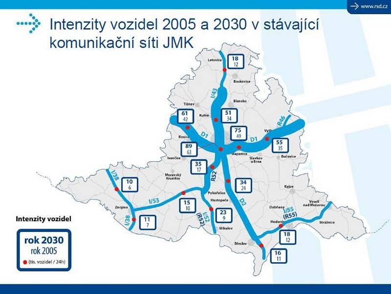 BEZE ZMĚNY. V případě, že by dopravní situace zůstala stejná jako nyní, tak by v roce 2030 městem projíždělo až devadesát tisíc aut denně.