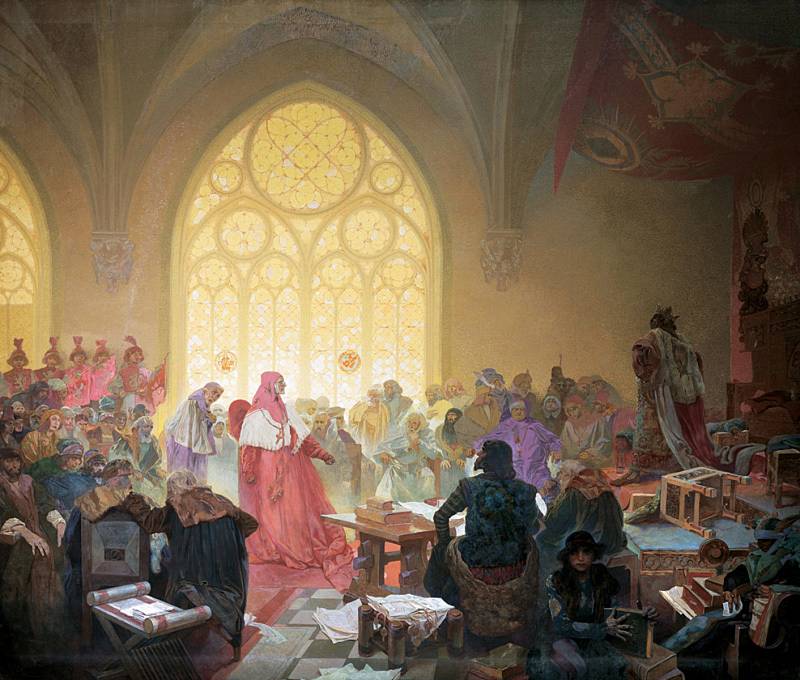 Jiří z Poděbrad, král obojího lidu, Alfons Mucha.