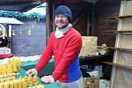 The standman Jakub Rajtmajer sold candles and other beeswax products at the Christmas markets on Brno's Svobody Square.