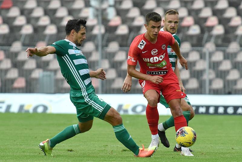 Brněnský fotbalista Antonín Růsek při utkání druhého kola FORTUNA:LIGY proti Bohemians.