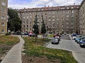 Opravený vnitroblok mezi ulicemi Kounicova, Tábor, Pod Kaštany a Šumavská v brněnských Žabovřeskách.