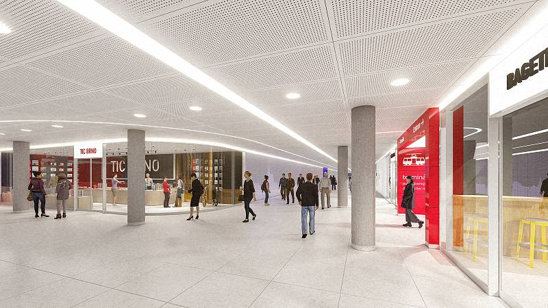 Možná budoucí podoba podchodu pod brněnským hlavním nádražím - hlavní prostor.