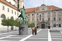 Vítězný návrh jezdecké sochy Jošta Moravského na Moravské náměstí od dnes již zesnulého sochaře Maria Kotrby brněnské radní neoslovil.