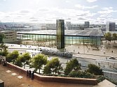 Pohled na hlavní budovu nového nádraží na lokalitě pod Petrovem. Ilustrační foto.