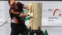 Timbersports v rámci veletrhu Techagro na brněnském výstavišti.