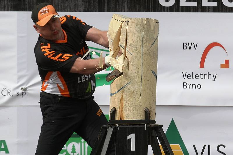 Timbersports v rámci veletrhu Techagro na brněnském výstavišti.