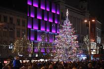 Vánoční strom na náměstí Svobody v Brně.