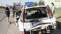 Nehoda Tatry, osobního auta a autobusu v Rajhradě.