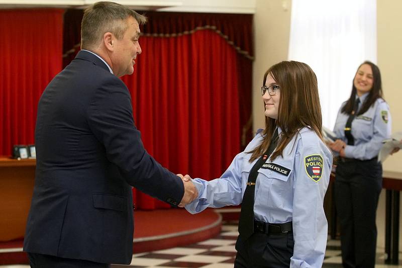 Vyřazení nových strážníků Městské policie Brno na radnici.