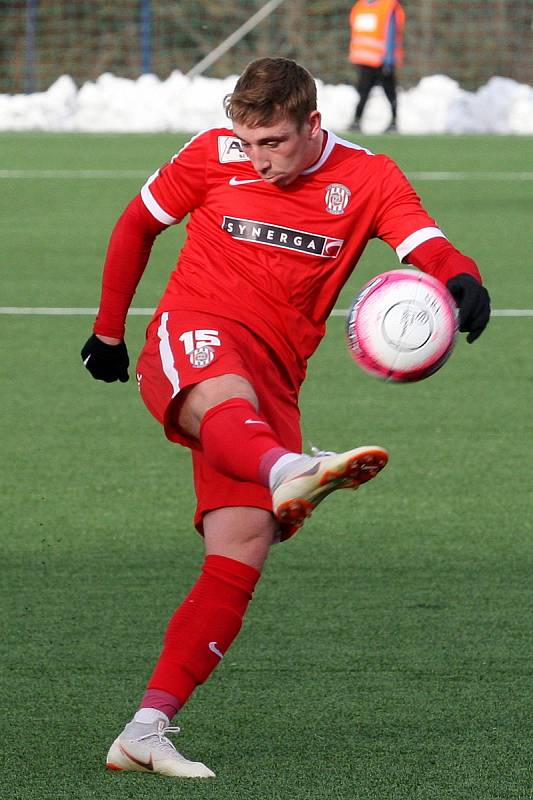 Zápas Tipsport ligy mezi 1. SC Znojmo (modrá) a FC Zbrojovkou Brno (červená).