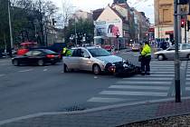 Nehoda na křižovatce ulic Milady Horákové a Drobného v Brně.
