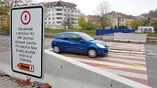Zrušený přechod pro chodce v ulici Poříčí.