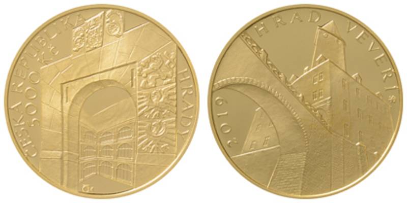 Hrad Veveří se objevil na nové minci České národní banky s nominální hodnotou pět tisíc korun.
