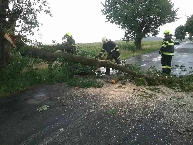 Jihomoravští hasiči se celou noc nezastavili. Bouřky a vítr v noci na pátek porážely stromy, desítky tisíc lidí byly bez elektřiny.