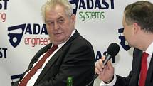 Prezident Zeman při návštěvě Adamova.