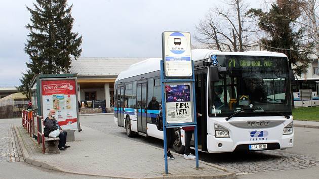 Autobusové nádraží v Kuřimi na Brněnsku.